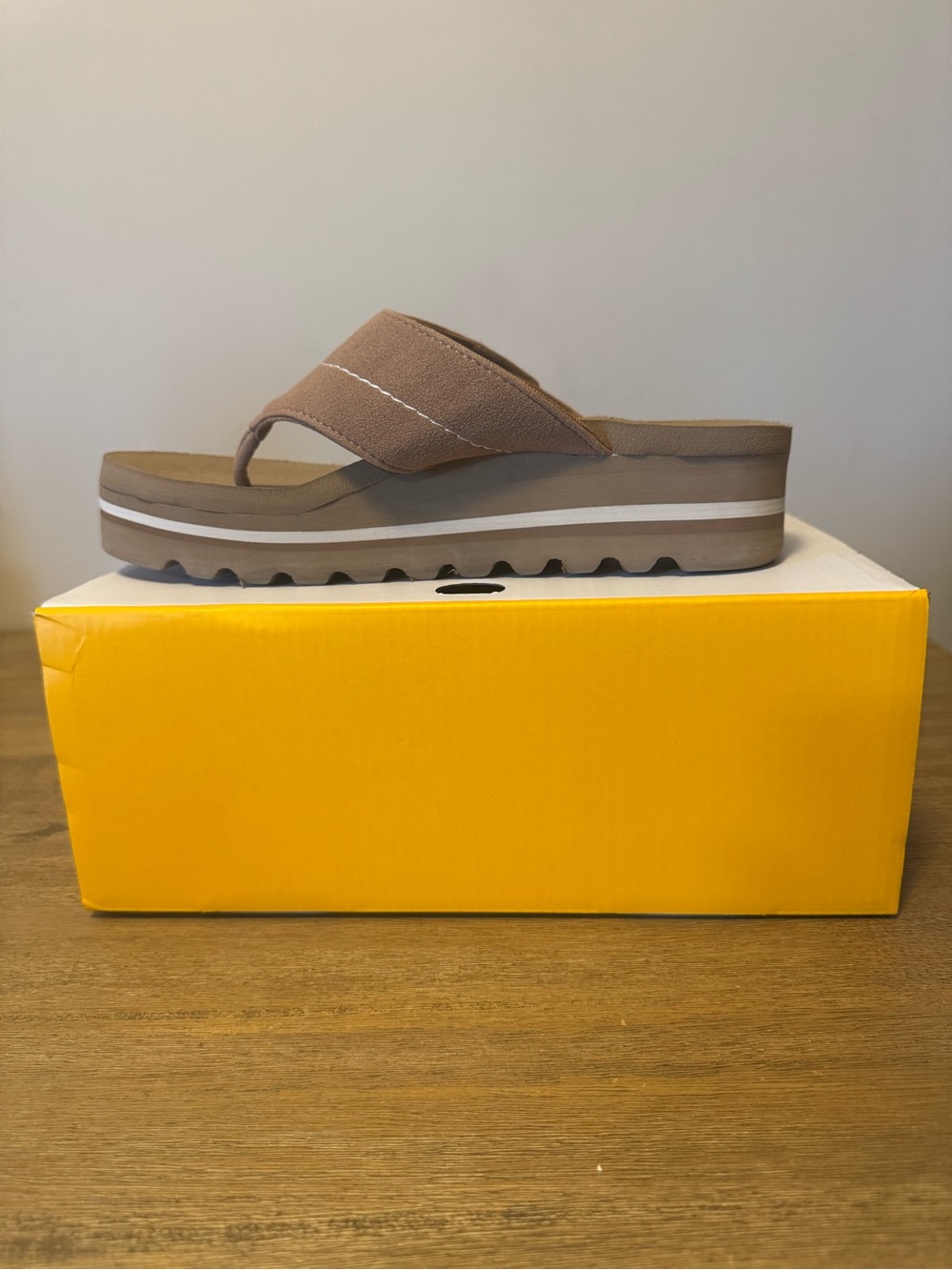 Yellow Box Taupe Platform Flip Flop Sandals